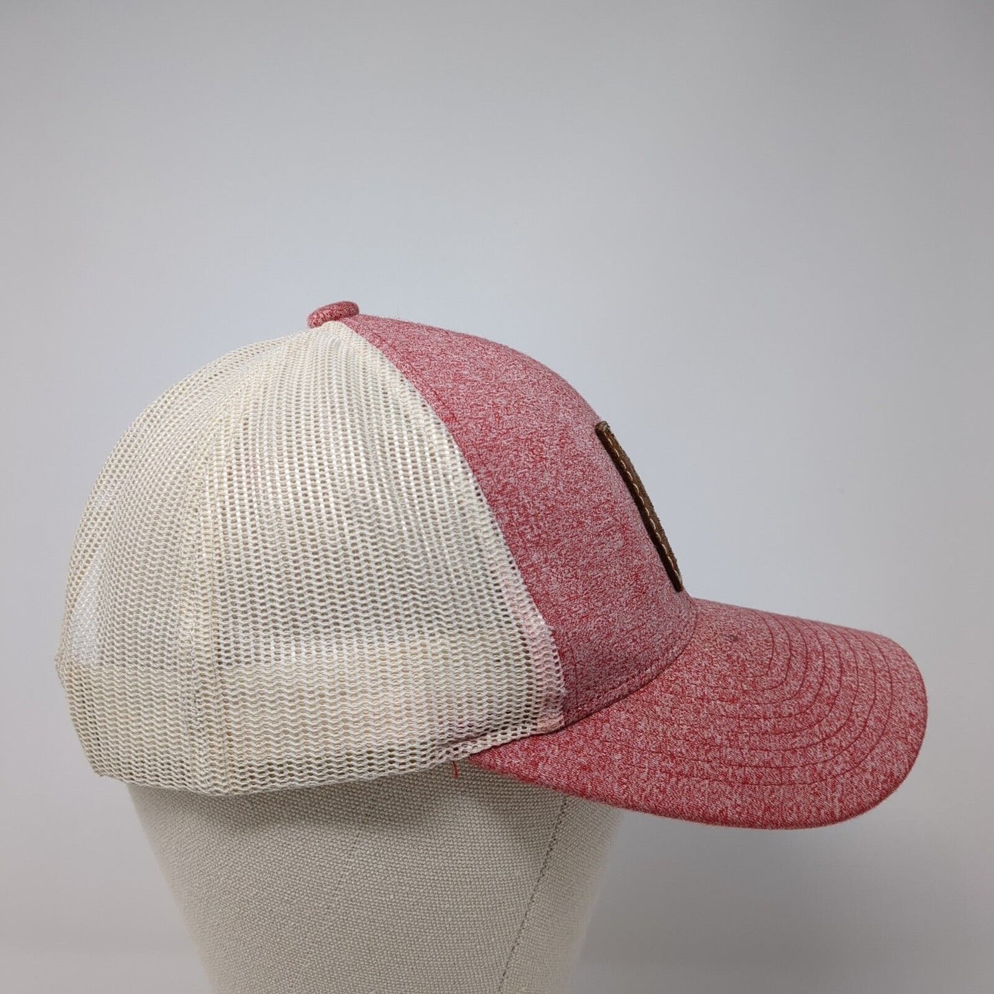 Idaho Leather Patch Snapback Trucker Hat Red M/L Mesh Back Richardson