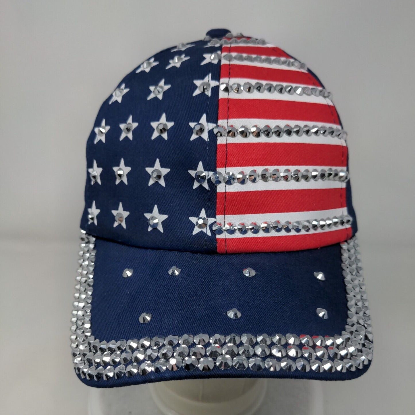 USA Patriotic Bling Slideback Hat Multicolor One Size Adjustable Stars & Stripes