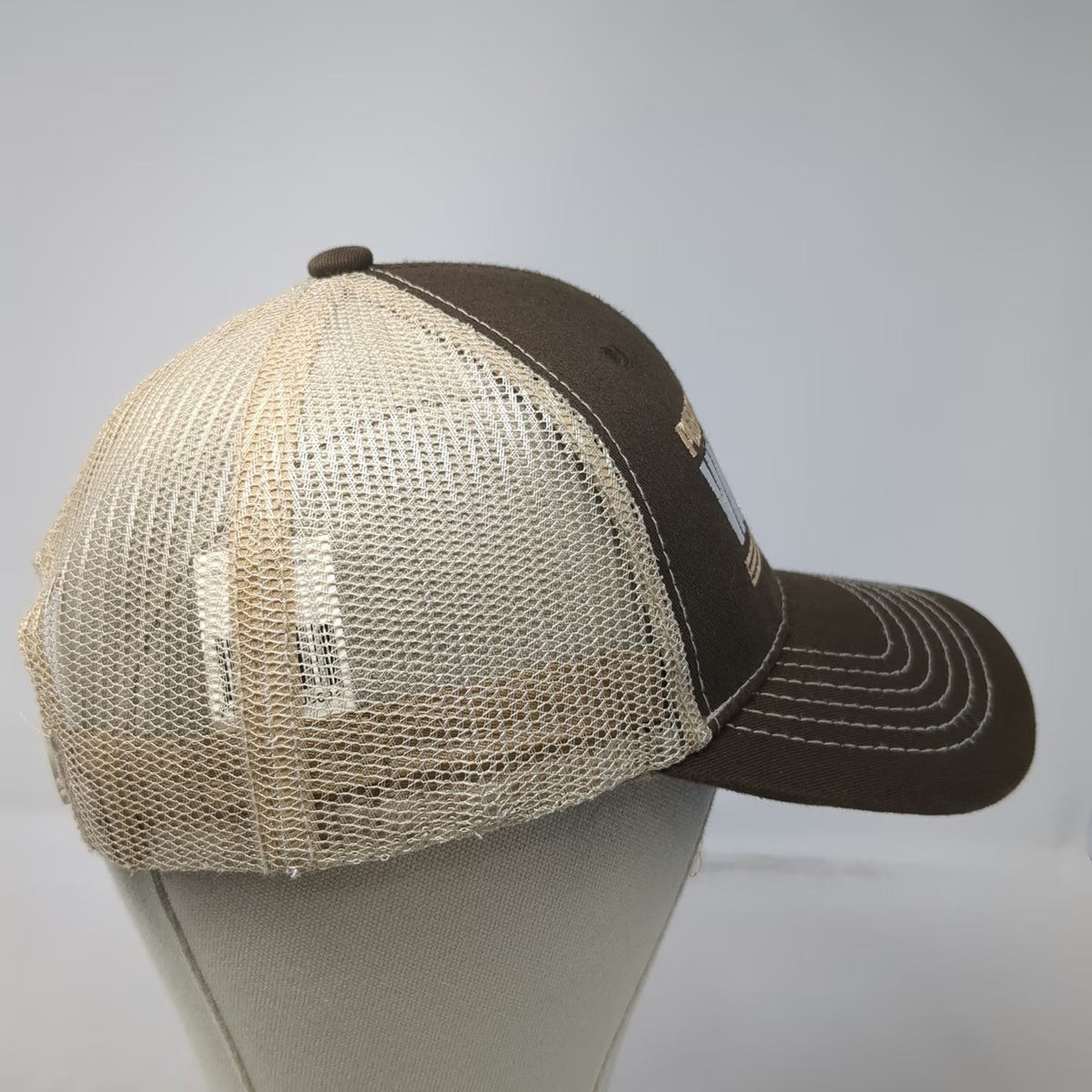 Invasion Brown Trucker Hat One Size Puerto Vallarta Mexico Mesh Snapback Stitch