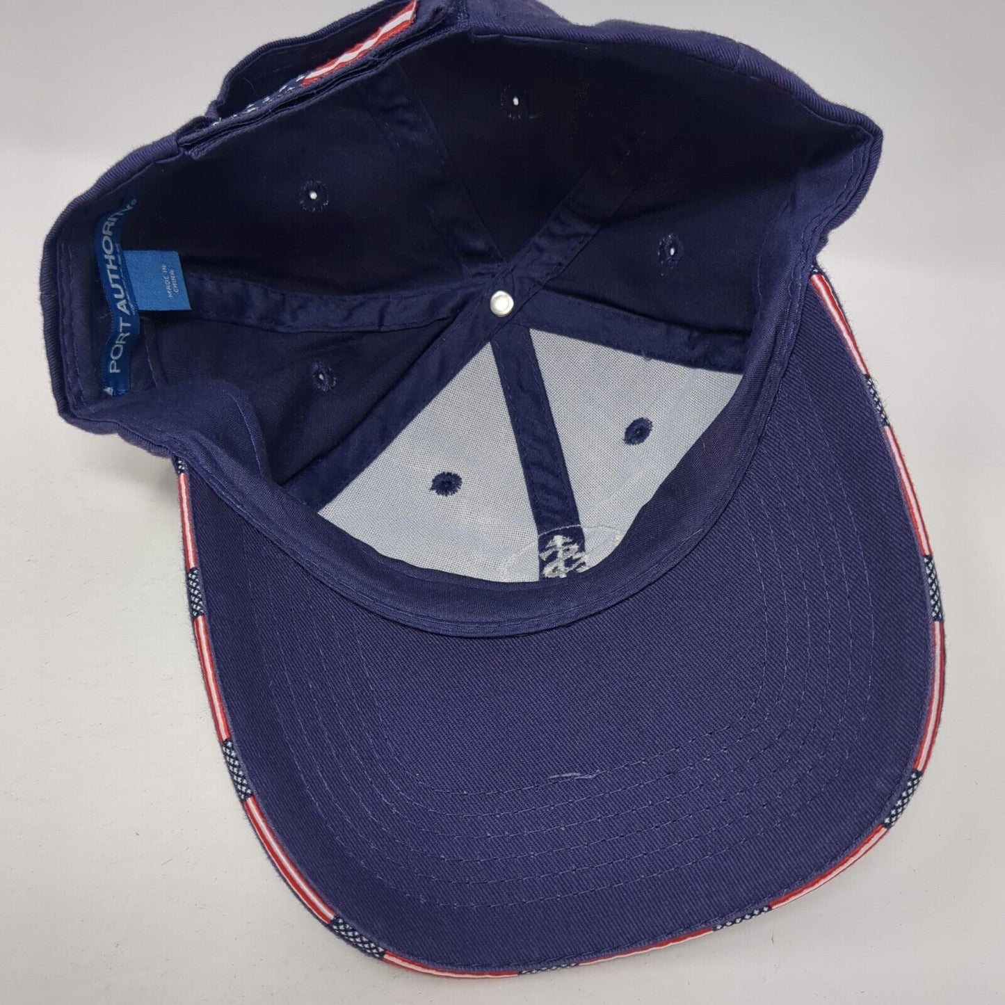 Port Authority Strapback Hat Blue One Size Embroidered Logo Adjustable