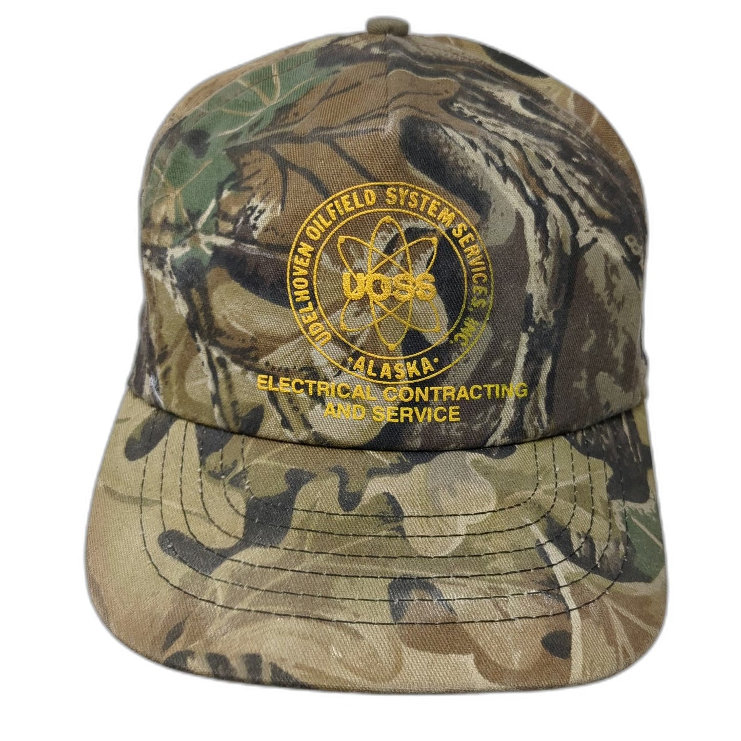 Alaska Oilfield System Services 5 Panel Brown Vintage Camo Made in USA Hat
