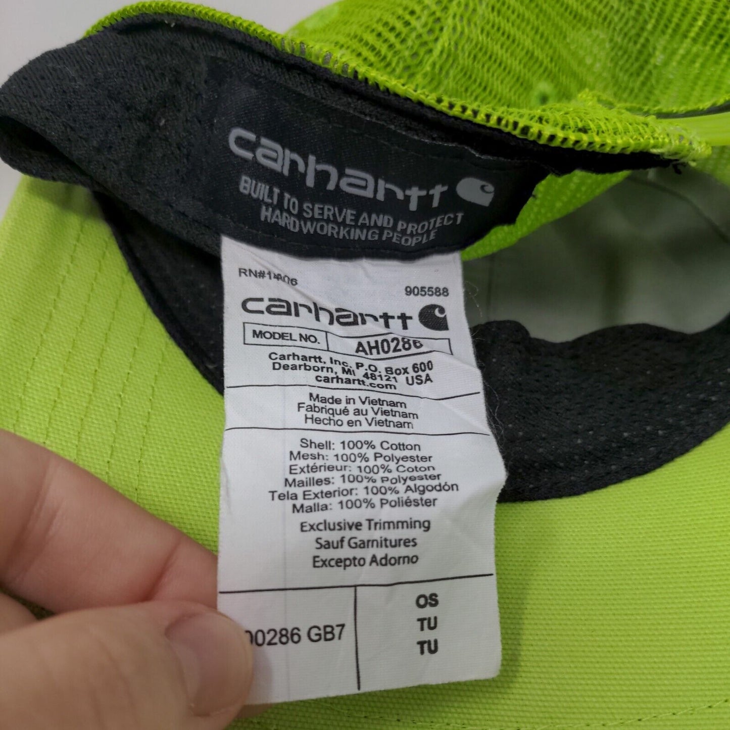 Carhartt Mesh Back Snapback Trucker Hat Green Size OS 100% Cotton Patch Logo