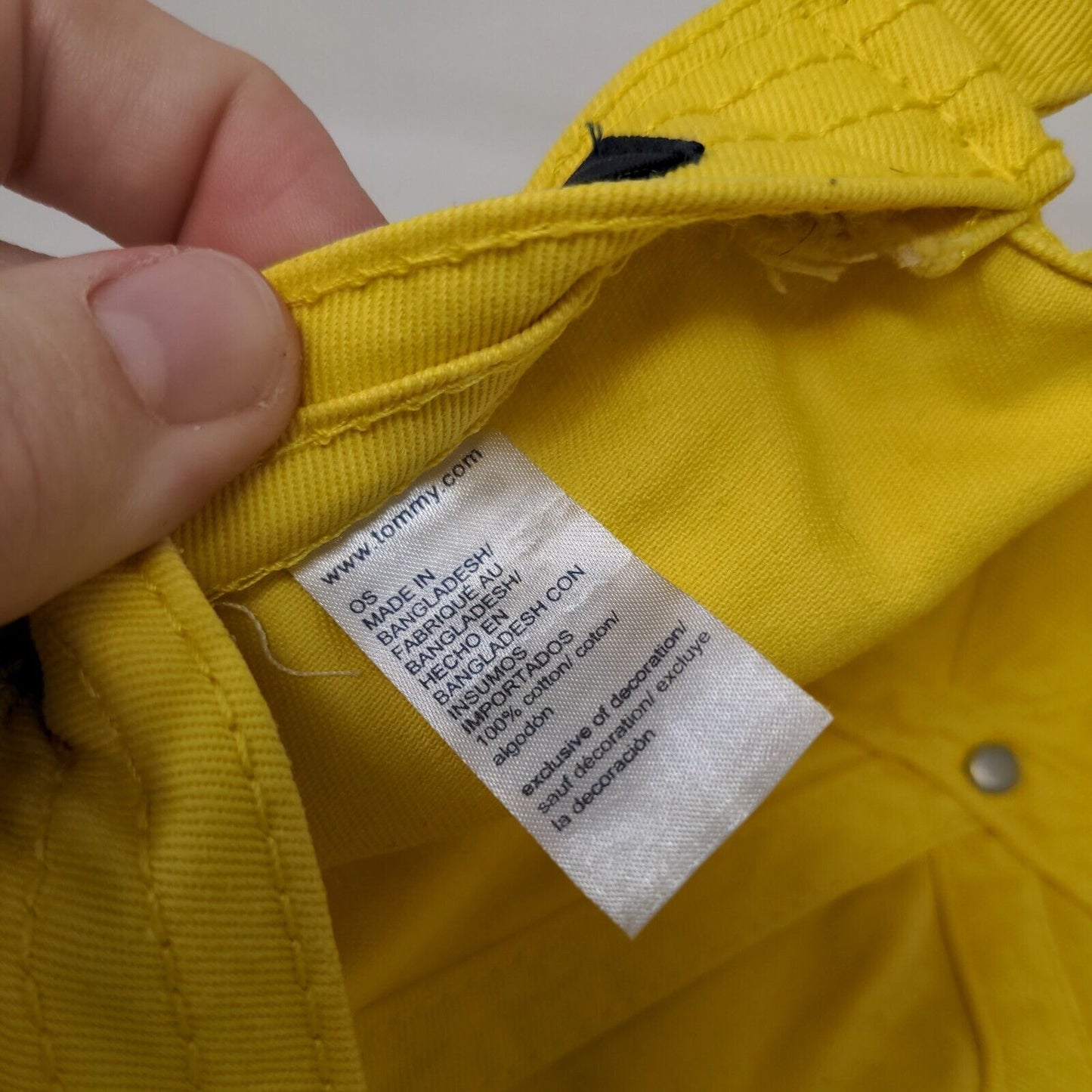 Tommy Hilfiger Slideback Hat Yellow One Size Adjustable Embroidered 6 Panel