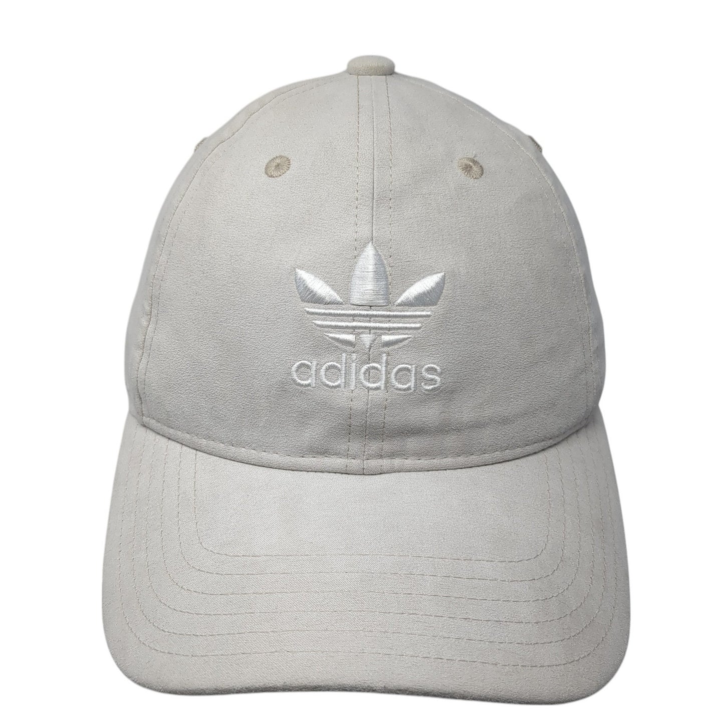 Adidas Slideback Hat Beige One Size Adjustable Embroidered Trefoil Logo