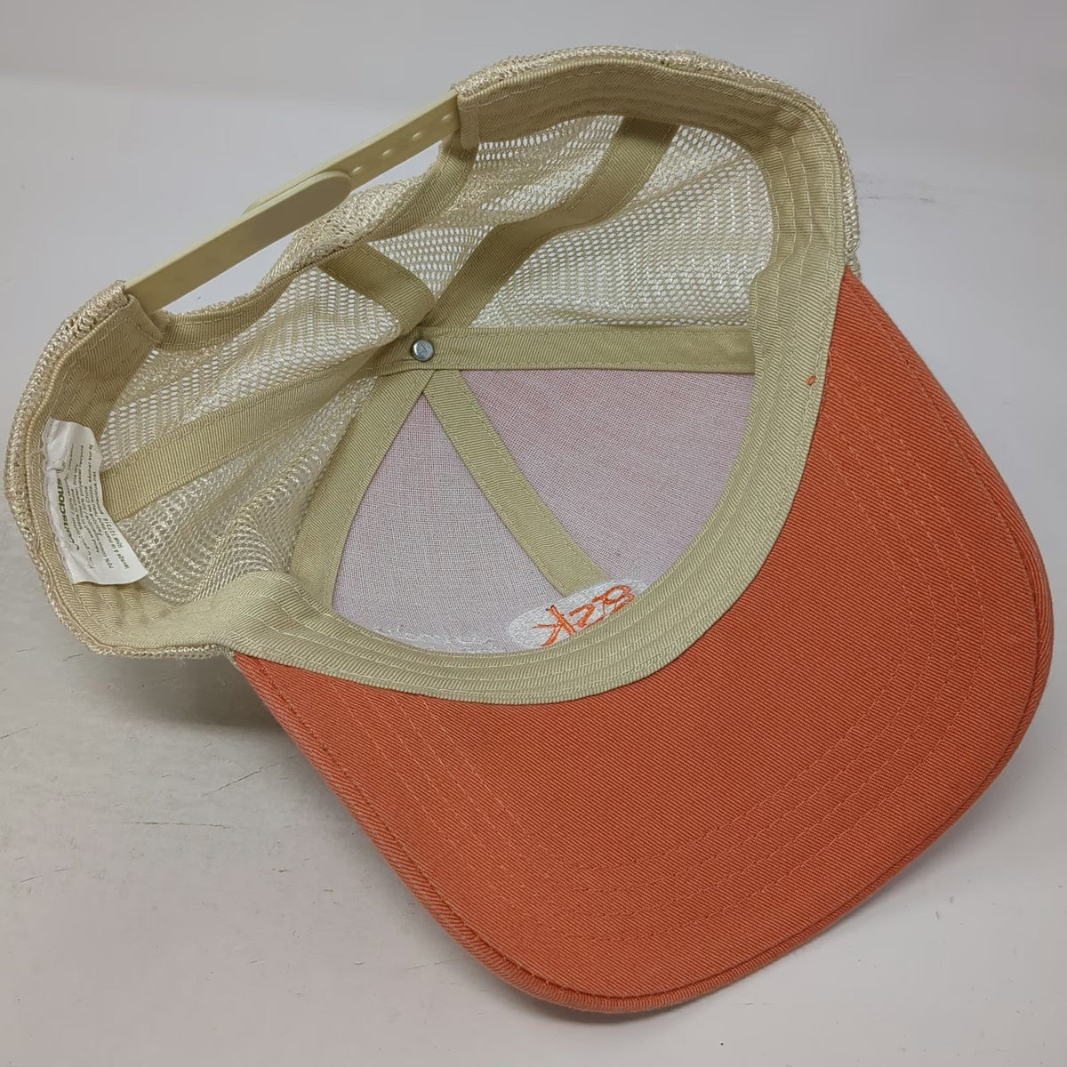 econscious Trucker Hat Orange Beige One Size Mesh Back Snapback GSK Pharma Logo