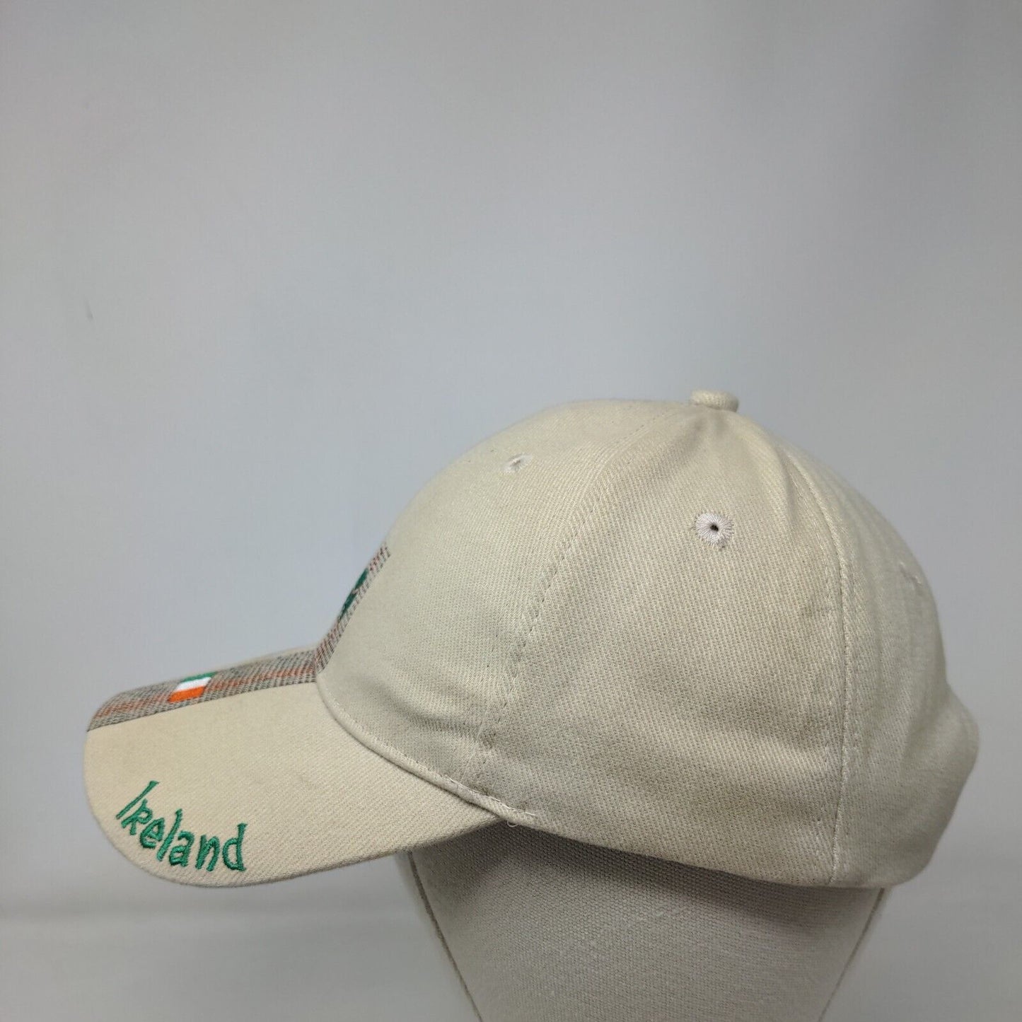 Clover Ireland Slideback Hat Tan OSFA Adjustable Embroidered Premier