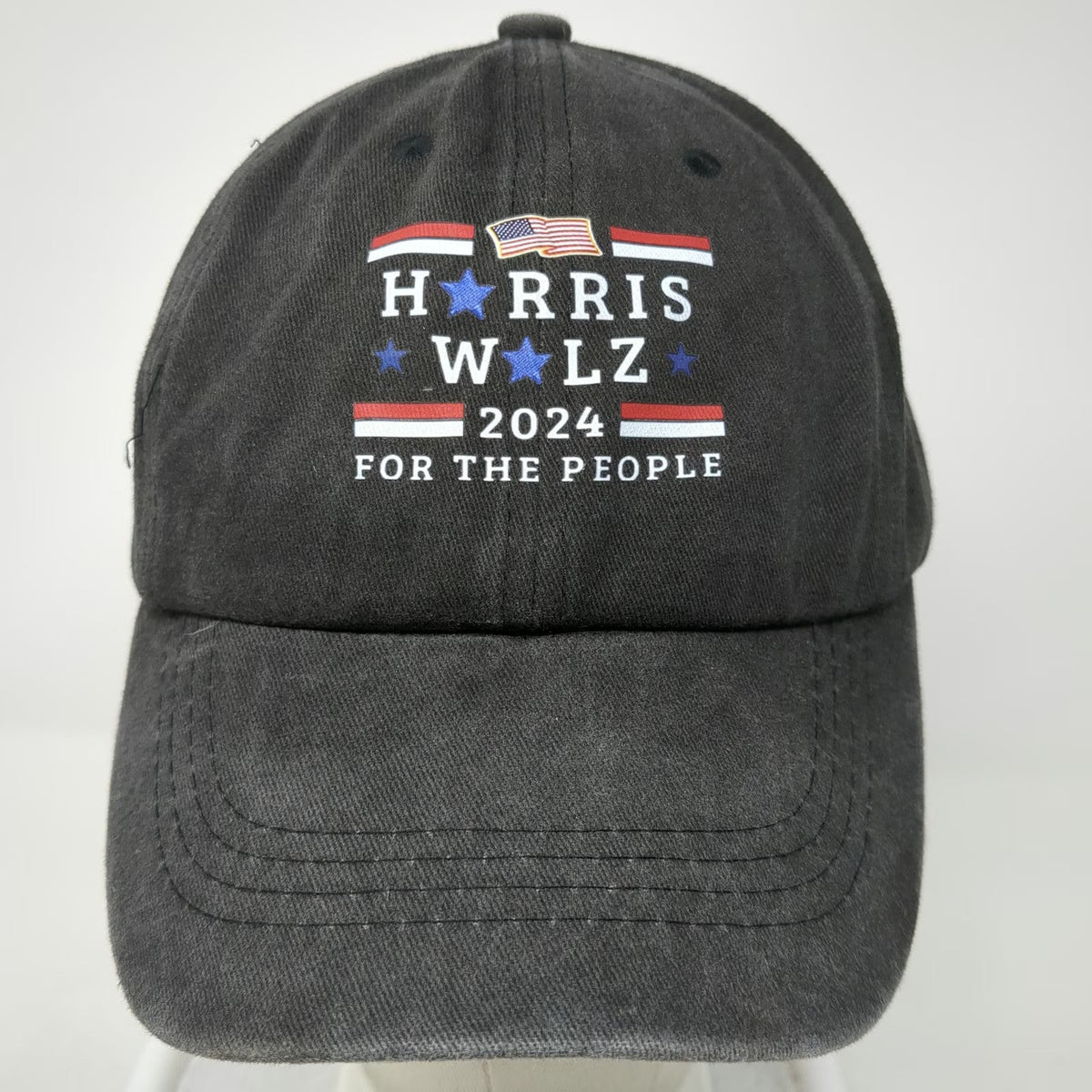 Harris Walz 2024 For The People Stars Baseball Cap Gray One Size Slideback Hat
