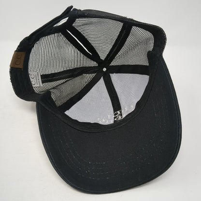 Not Today Satan Ponytail Trucker Hat Black One Size Adjustable Mesh Back C.C