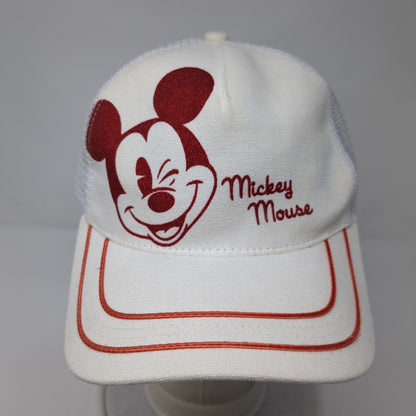 Mickey Mouse Snapback Trucker Hat White One Size Adjustable Mesh Back Disney
