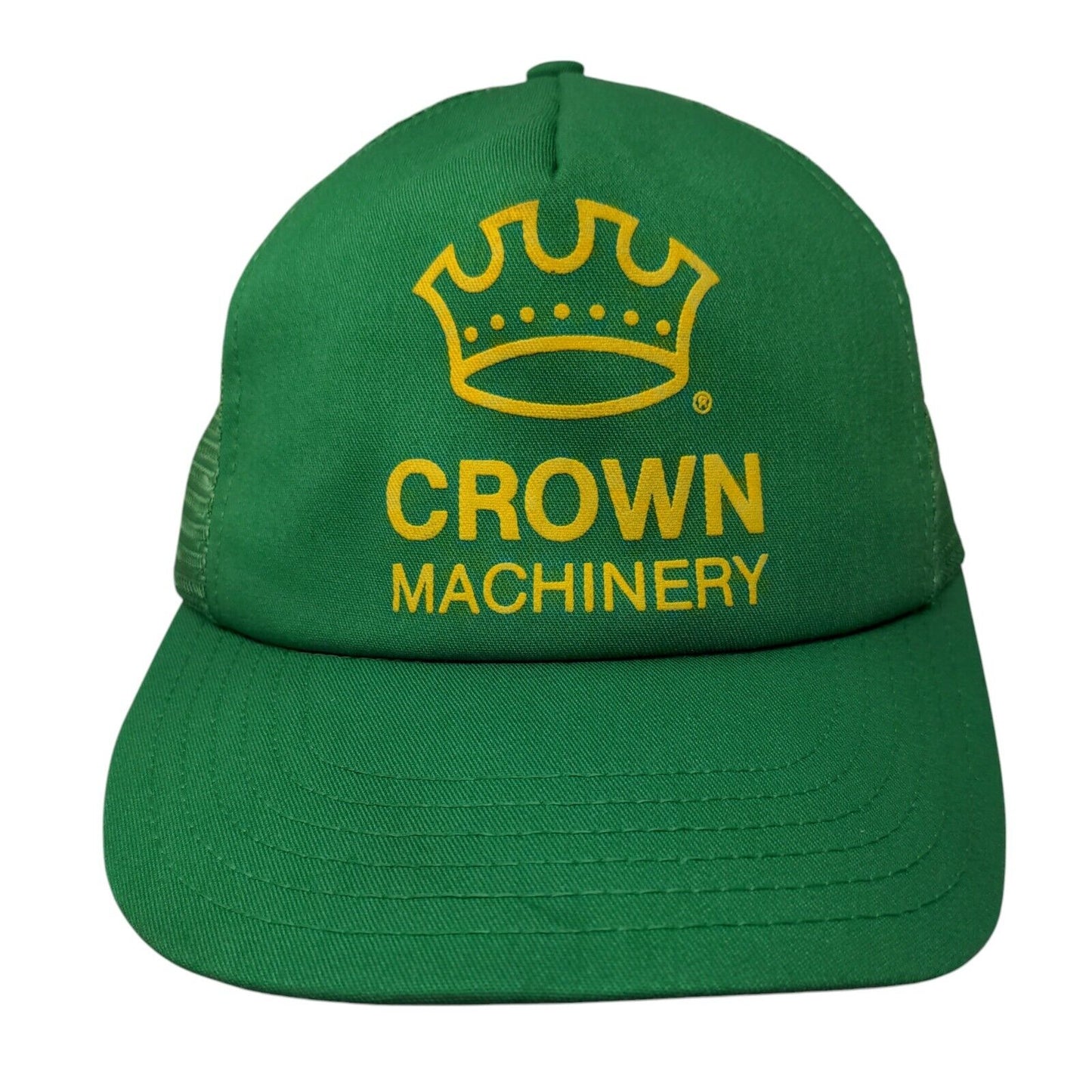 Crown Machinery Snapback Trucker Hat Green OSFA Adjustable Mesh Back