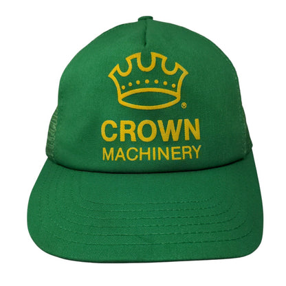 Crown Machinery Snapback Trucker Hat Green OSFA Adjustable Mesh Back