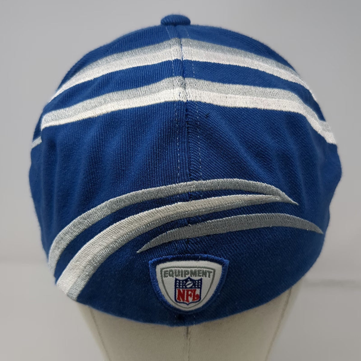 Reebok NFL Indianapolis Colts Blue White Silver Hat One Size Stretch Fit Stripes