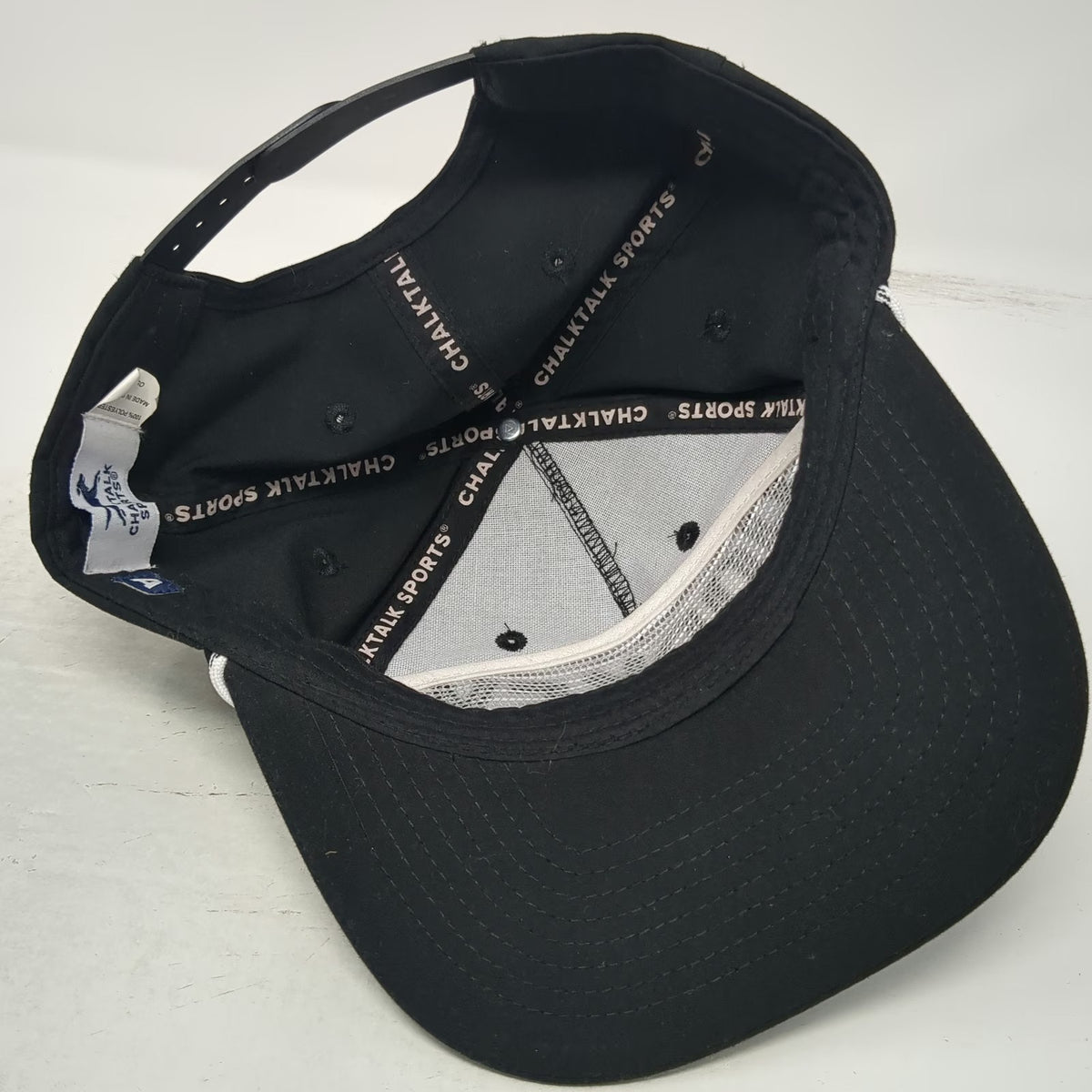 ChalkTalk Sports 5 Panel Black One Size Hockey Rope Snapback Hat 3D Embroidered