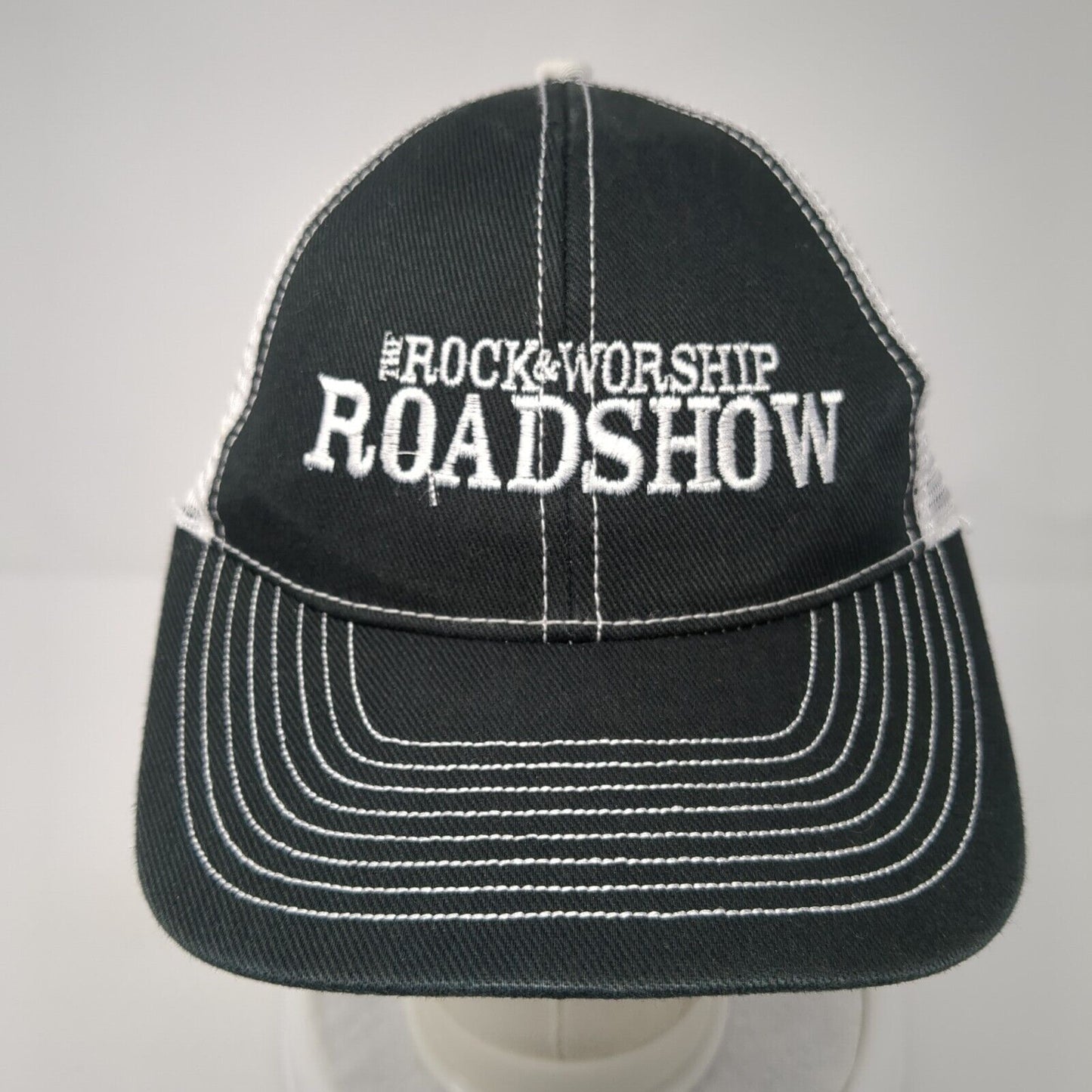 The Rock & Worship Roadshow Strapback Trucker Hat Black One Size Mesh Back