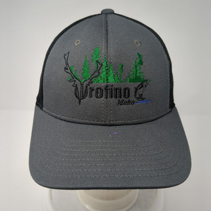 Orofino Idaho Fitted Trucker Hat Gray S/M Fitmax70 Embroidered Mesh Back