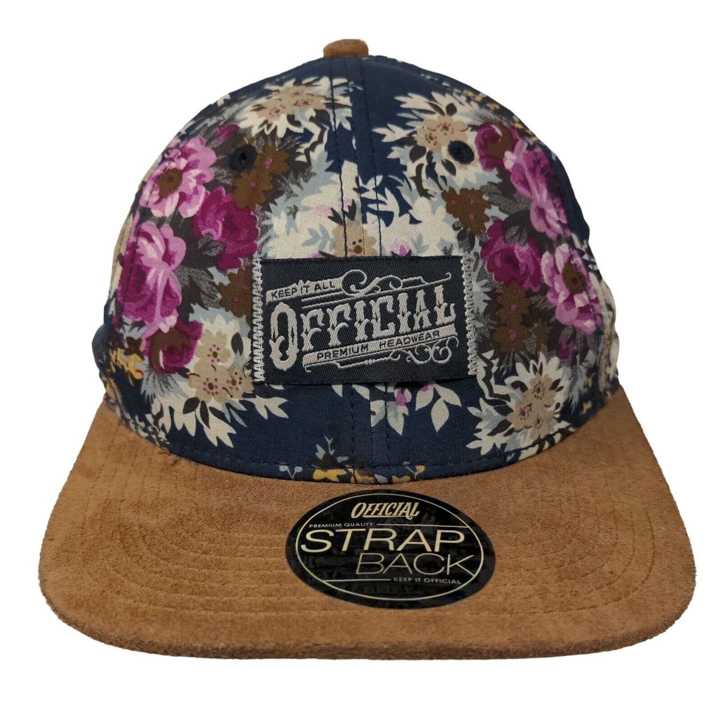 Keep It Official Strapback Hat Multicolor One Size Floral Leather Strap