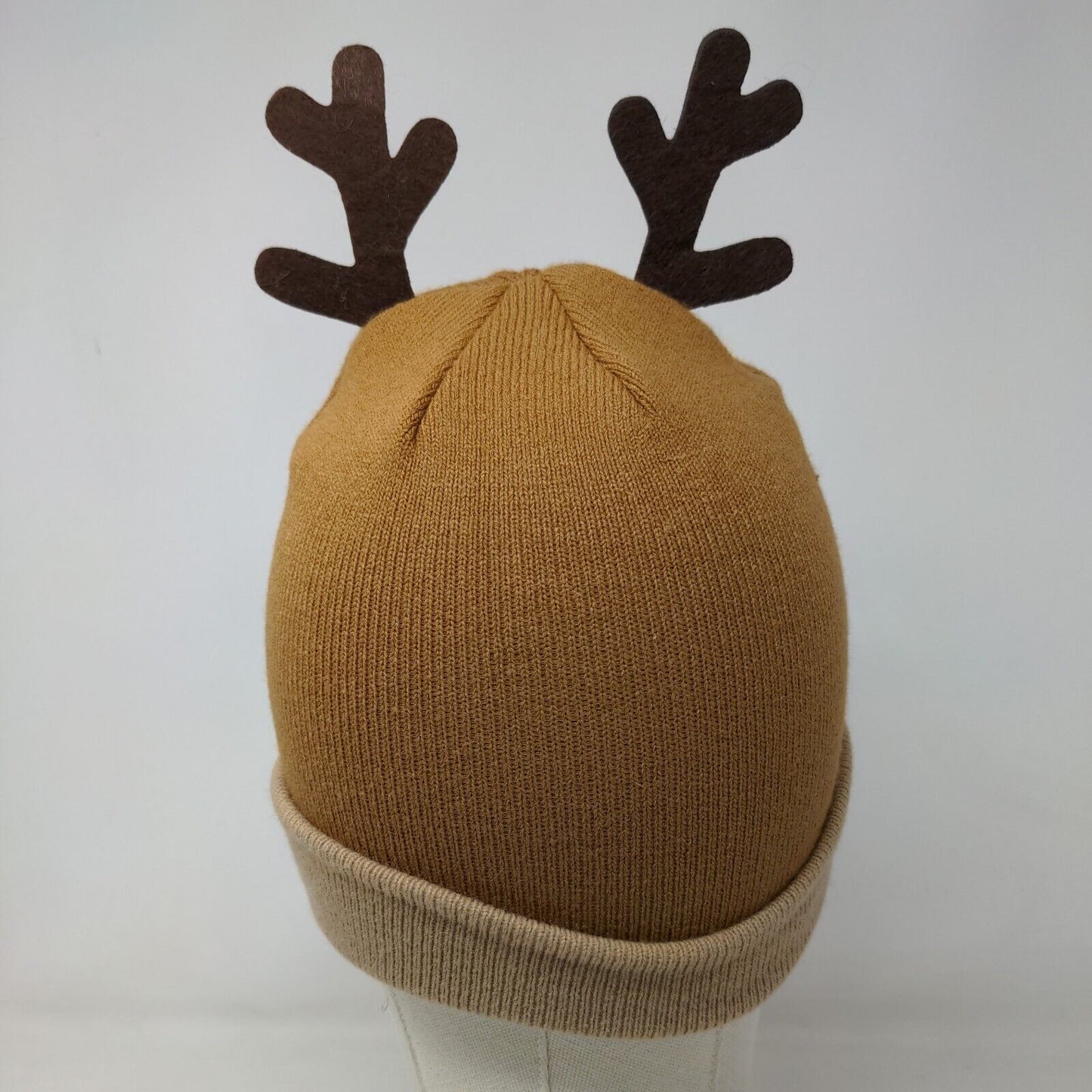 Gertex Boy's Knit Beanie Cap Hat Tan Size 4-6X Reindeer Antlers Ears