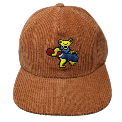 Teton Gravity Research 5 Panel Brown Hat One Size Grateful Dead Bear Corduroy