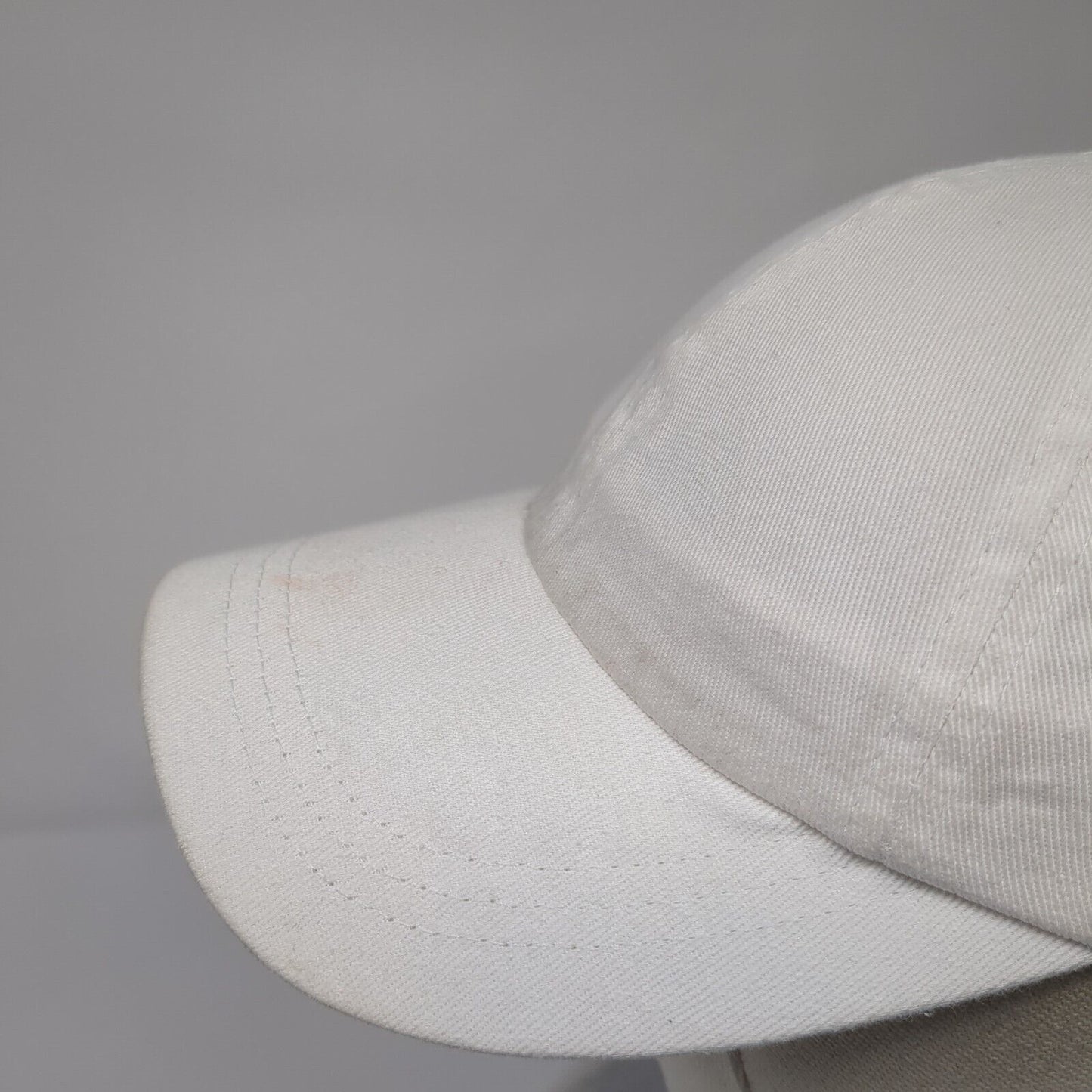 Unbranded Strapback Hat White One Size Adjustable Vented Holes 6 Panel Blank