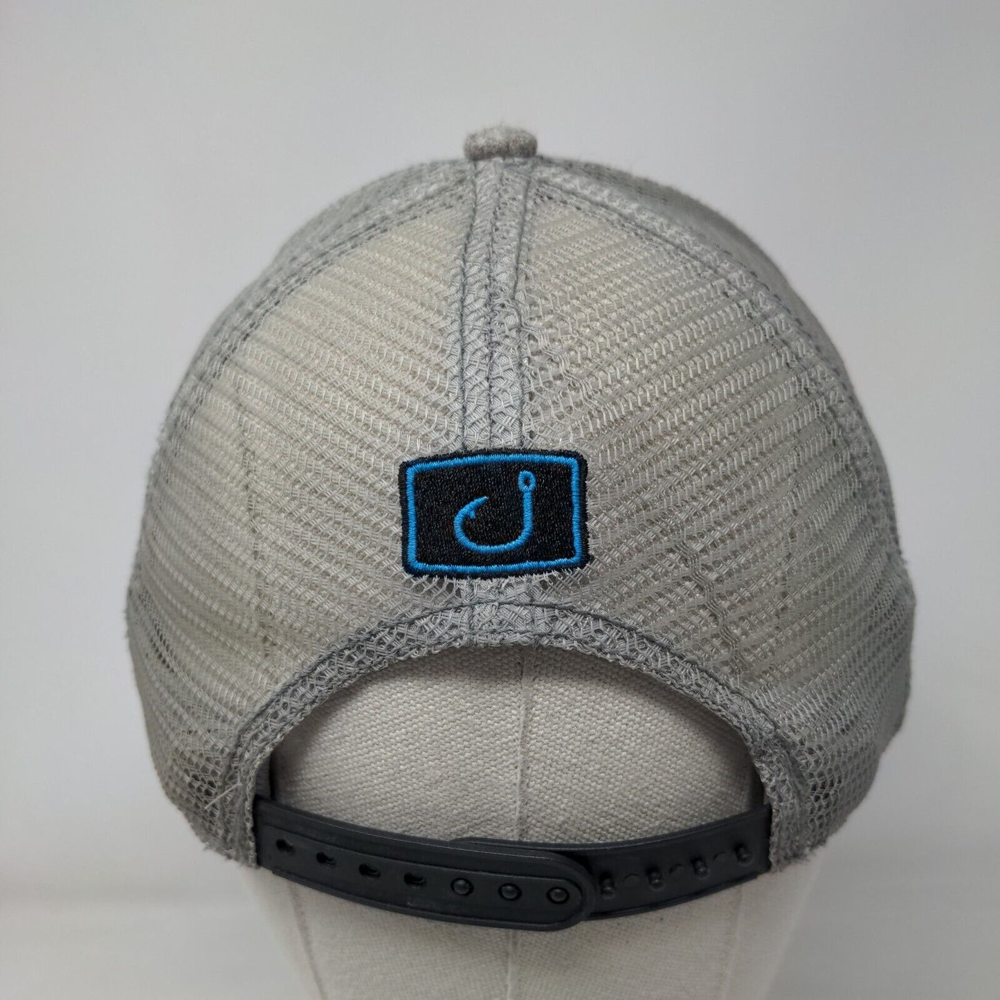 Avid Snapback Mesh Back Trucker Hat Gray OSFM Embroidered Fishing Hook