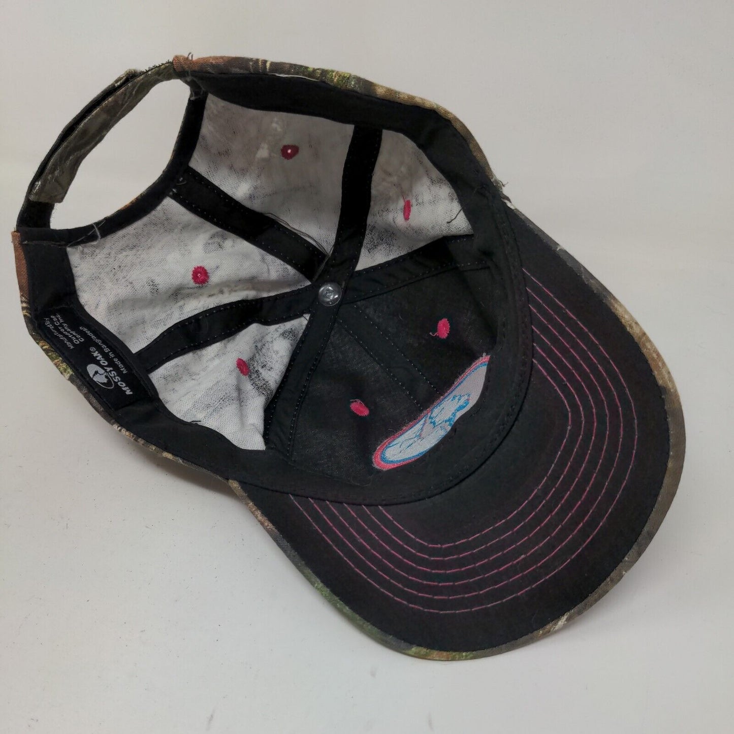 Mossy Oak Women's Strapback Camo Hat Embroidered Logo Pink Accents