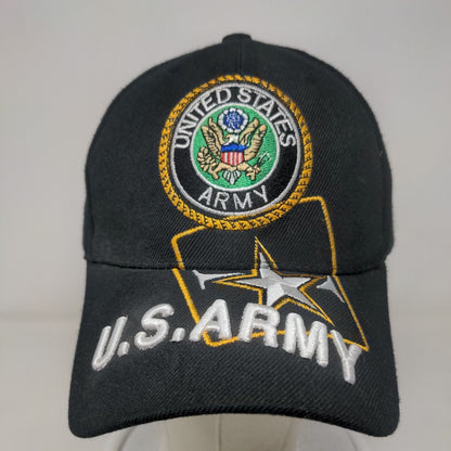 United States Army Strapback Hat Black One Size Embroidered Adjustable