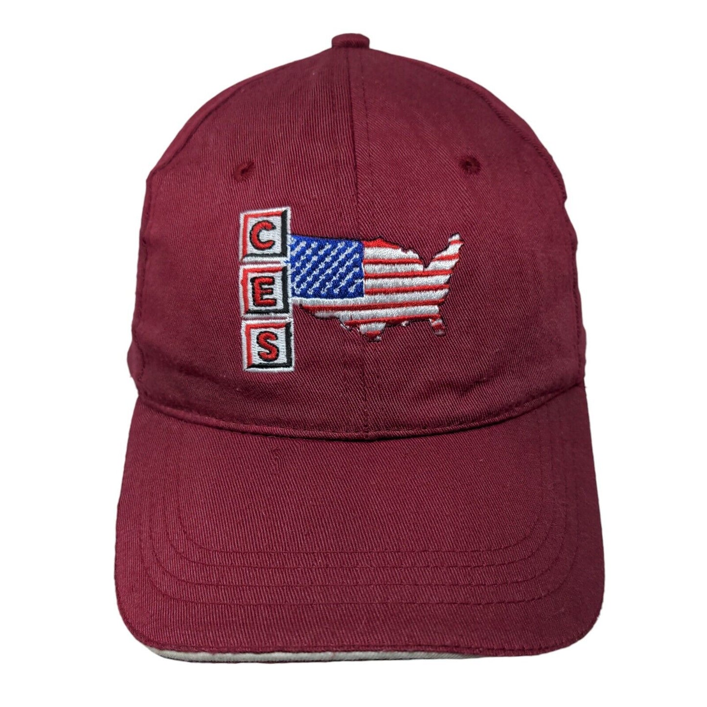 CES American Flag Strapback Hat Red Size 58cm Adjustable Embroidered Patriotic