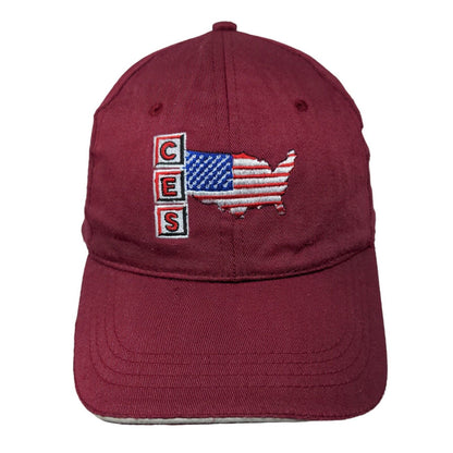 CES American Flag Strapback Hat Red Size 58cm Adjustable Embroidered Patriotic