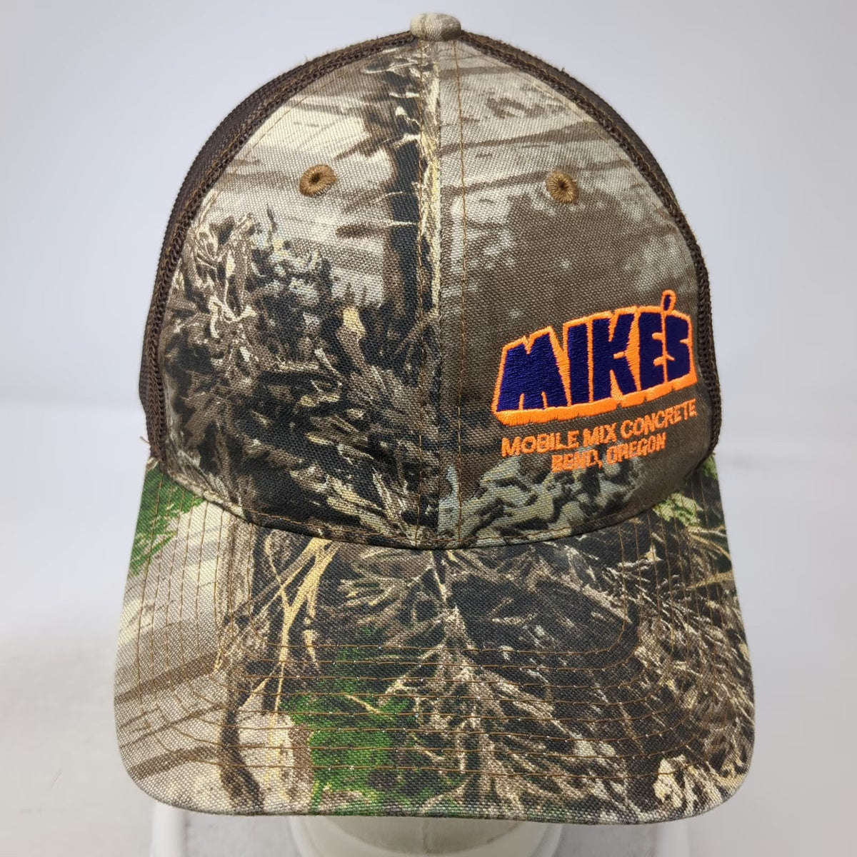 Richardson Trucker Hat Brown One Size Camo Mike's Mobile Mix Concrete Bend OR
