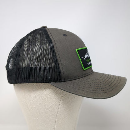 Yupoong Stack Rock Group Mountain Patch Gray Trucker Hat One Size Snapback Mesh