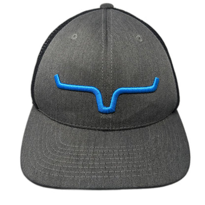 Kimes Ranch Trucker Hat Gray OSFM Blue Longhorn Logo Mesh Snapback Scottsdale