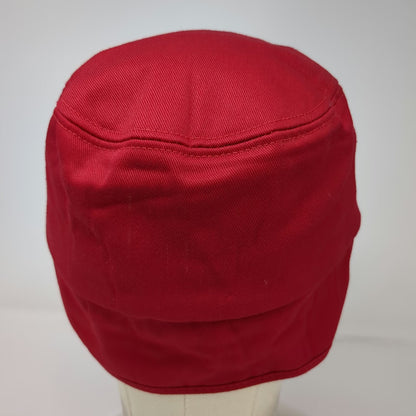 K-Brand Baseball Cap Red 7 3/8 Ear Flaps Hesston Logo Patch Made USA Hat Vintage