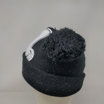 Mickey Mouse Knit Pom Pom Beanie Hat Black Toddler Embroidered
