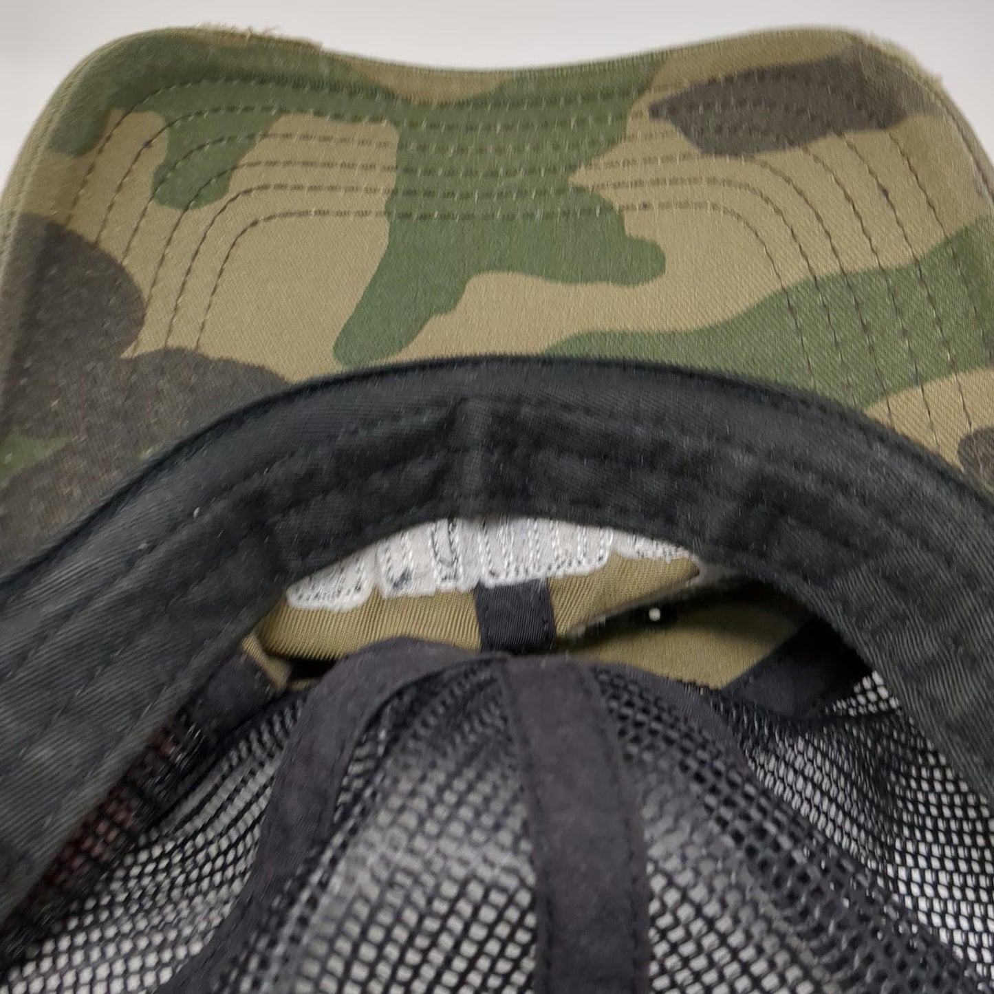 Puma Trucker Hat Green One Size Camo Mesh Snapback Distressed Logo Embroidery