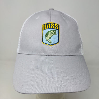 Unbranded Men's Strapback Mesh Back Hat Gray White Embroidered Bass Logo Flag