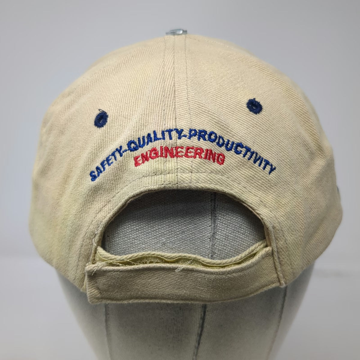 Baseball Cap Beige Blue One Size Union Pacific Building America Engineering Hat