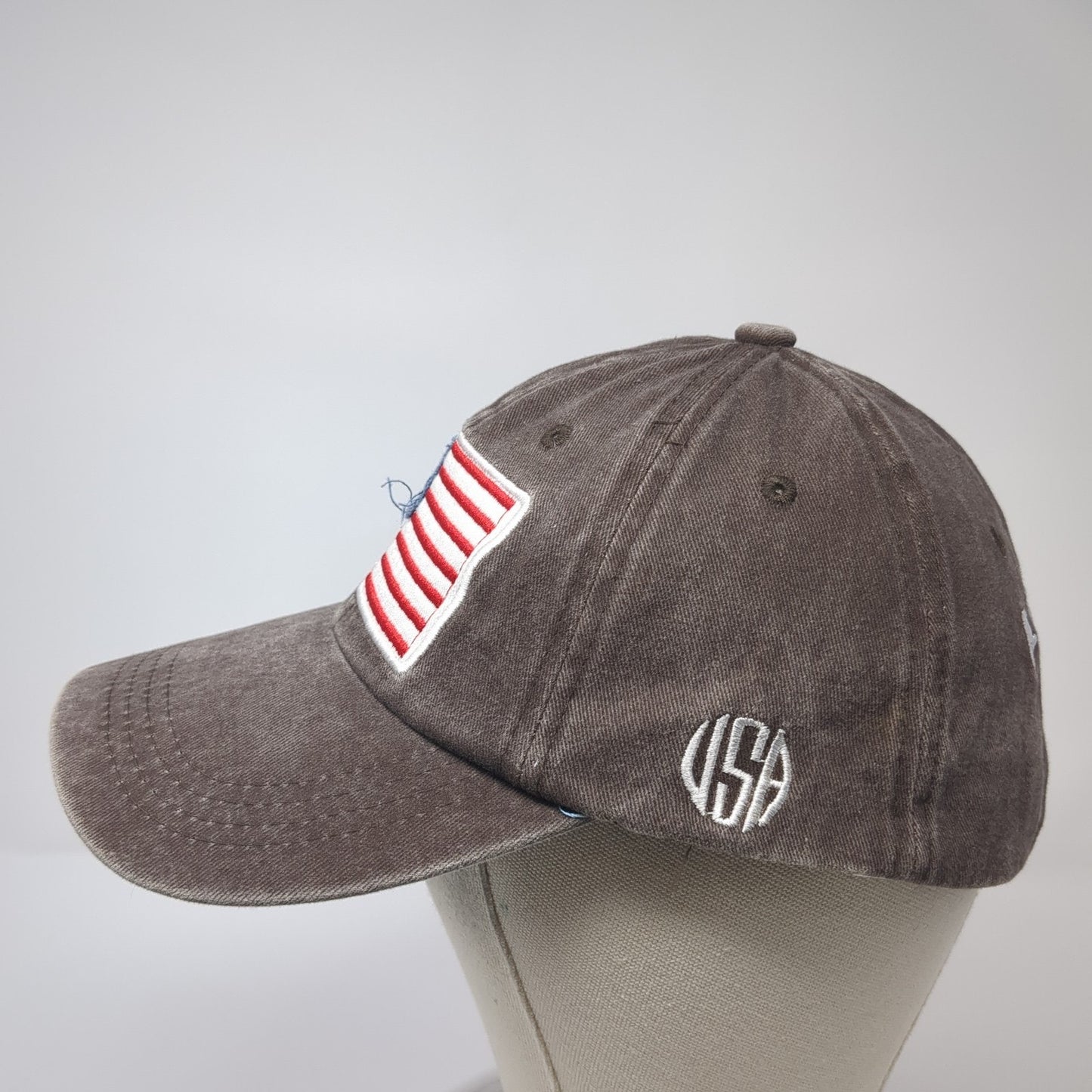 American Flag Slideback Baseball Cap Brown OS Adjustable Embroidered Patriotic