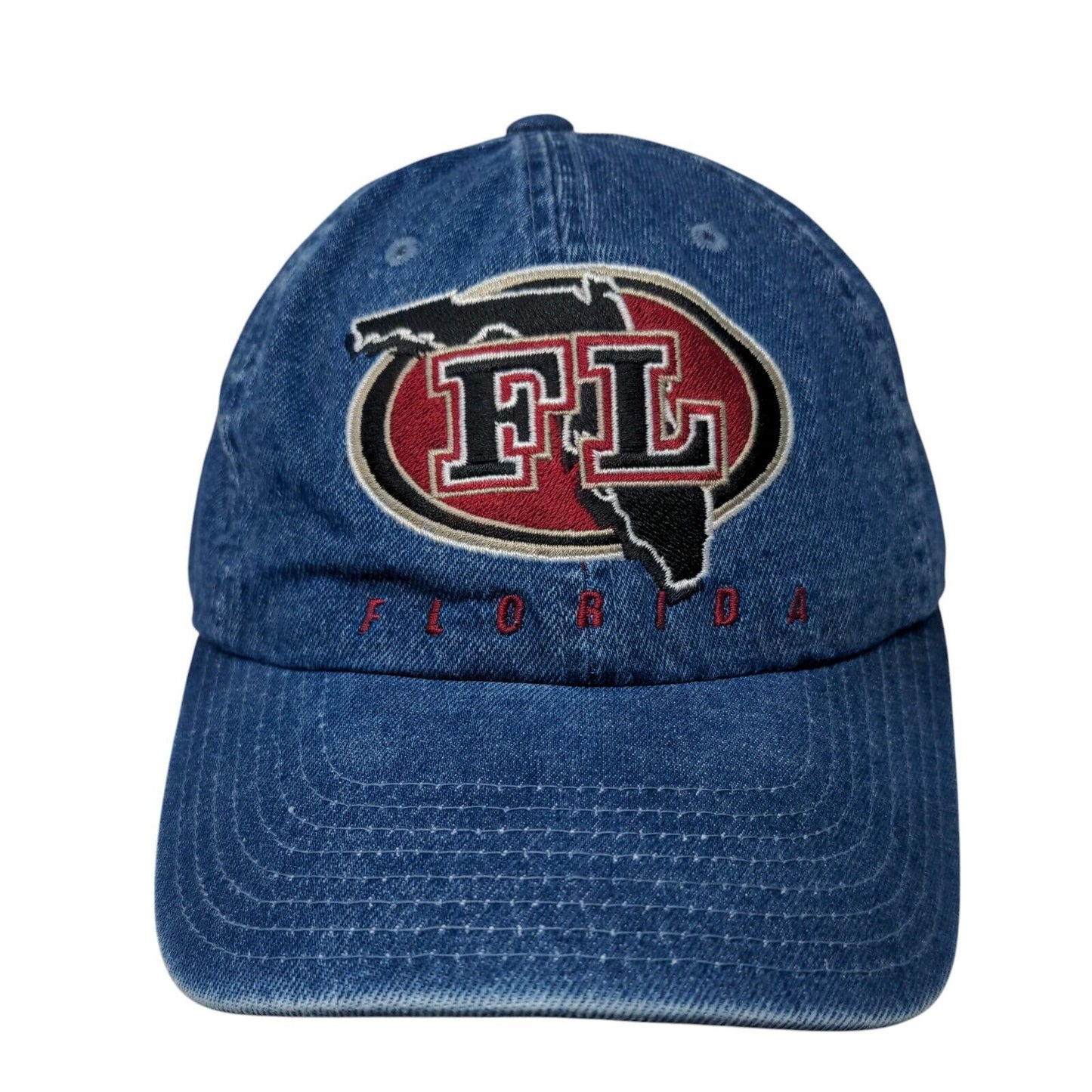 FL Florida Slideback Hat Blue OSFA Adjustable Embroidered Denim Captain Travel