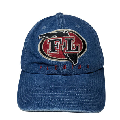 FL Florida Slideback Hat Blue OSFA Adjustable Embroidered Denim Captain Travel