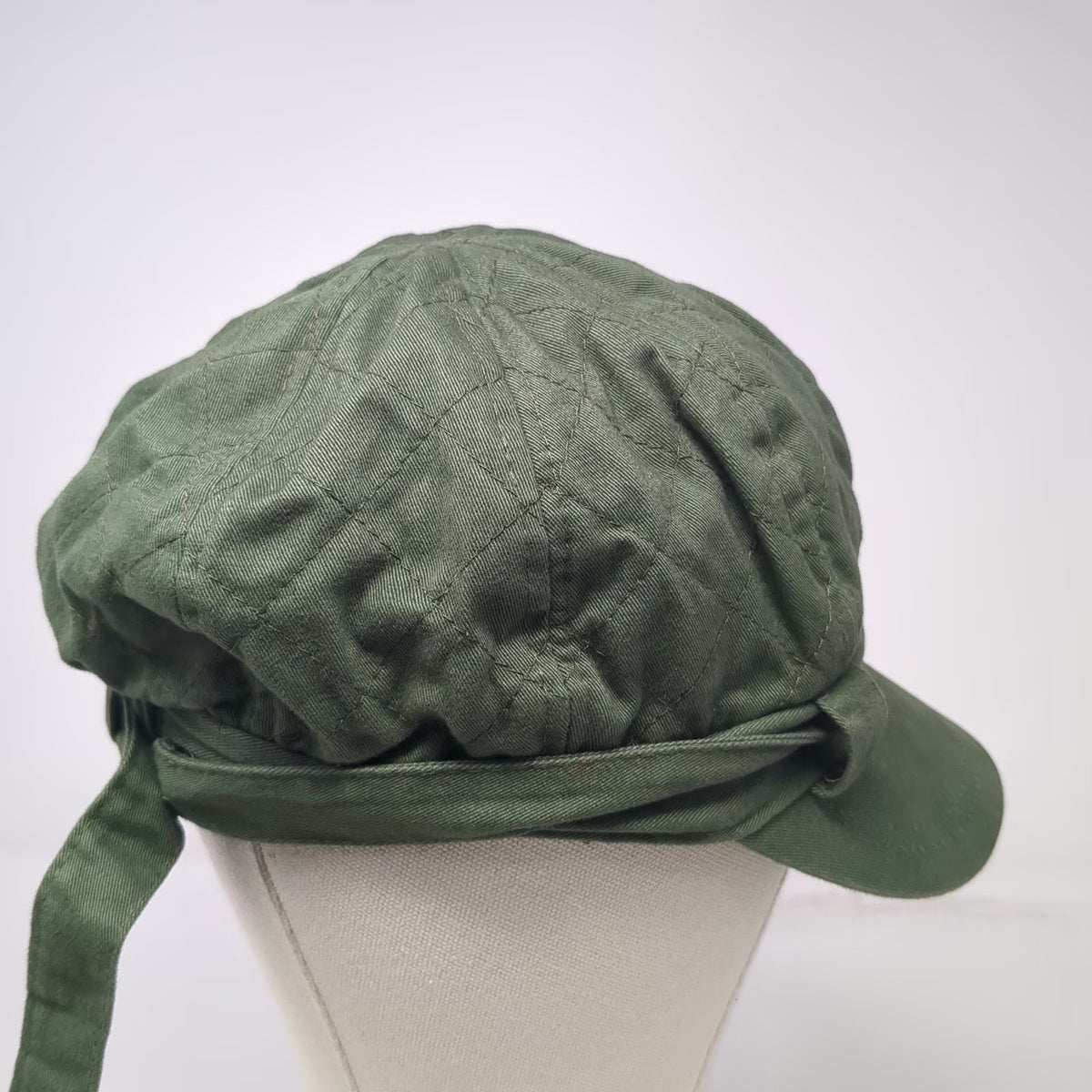 Army Cap Green One Size Quilted 100% Cotton Short Brim Stitched Casual Hat