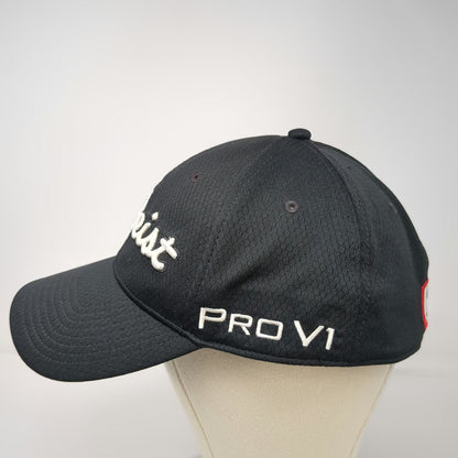 Titleist Baseball Cap Black XL Pro V1 FootJoy Performance Mesh Stretch Fit Hat