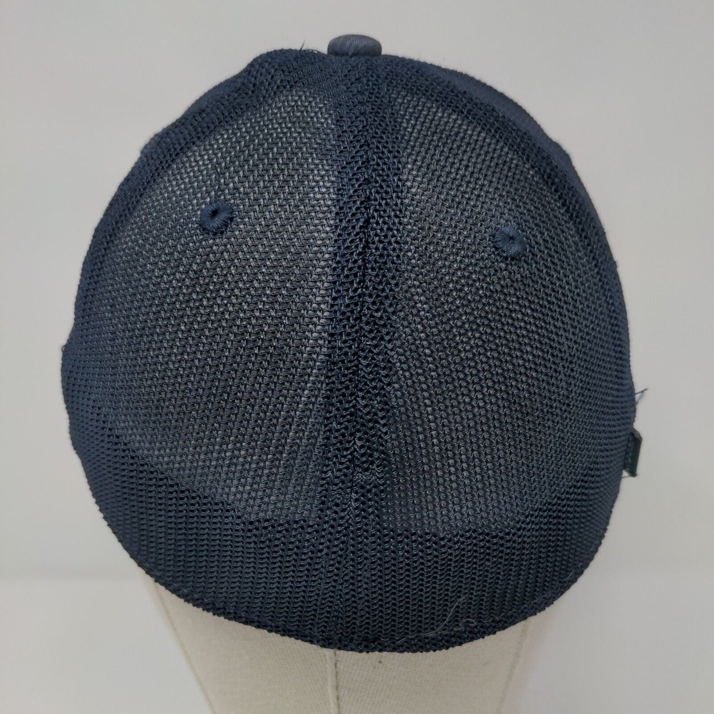 D.L. Evans Bank Idaho Patch Fitted Mesh Back Trucker Hat Blue S/M Legacy