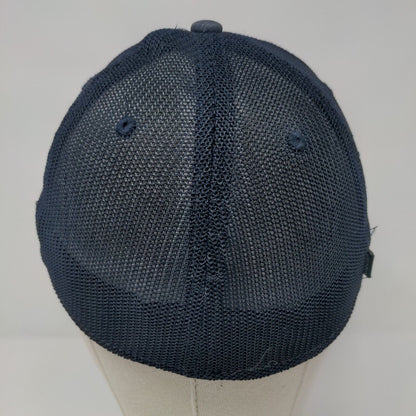 D.L. Evans Bank Idaho Patch Fitted Mesh Back Trucker Hat Blue S/M Legacy