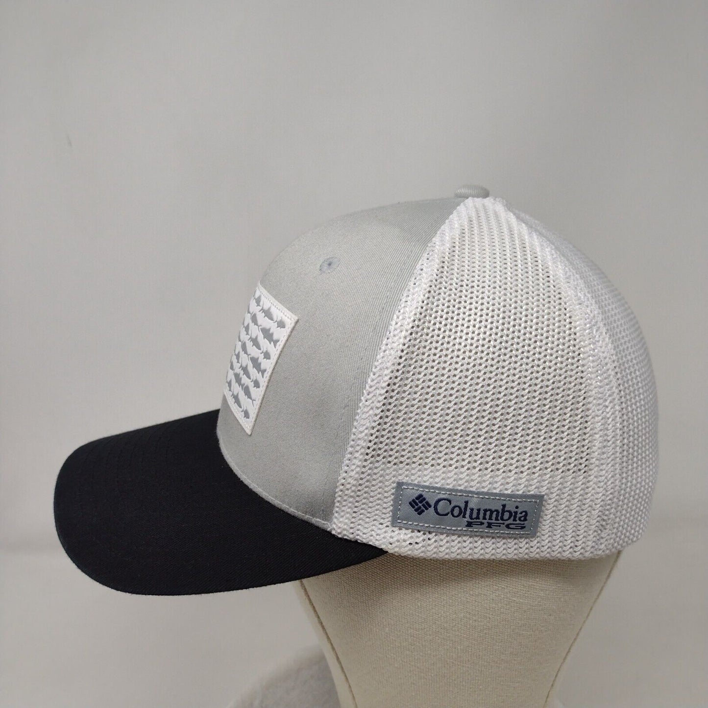 Fish Flag Fitted Mesh Back Trucker Hat Multi S/M Flexfit Columbia PFG