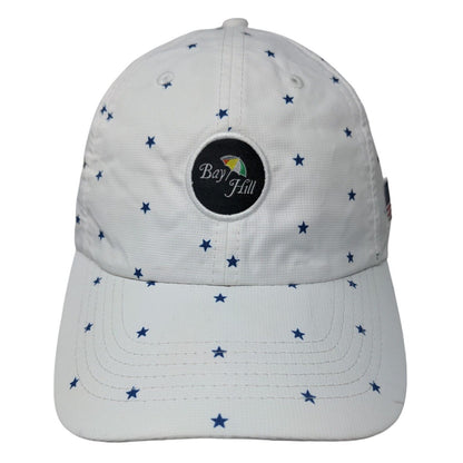 Bay Hill Strapback Hat White OSFA Adjustable Star Print Patriotic American Flag