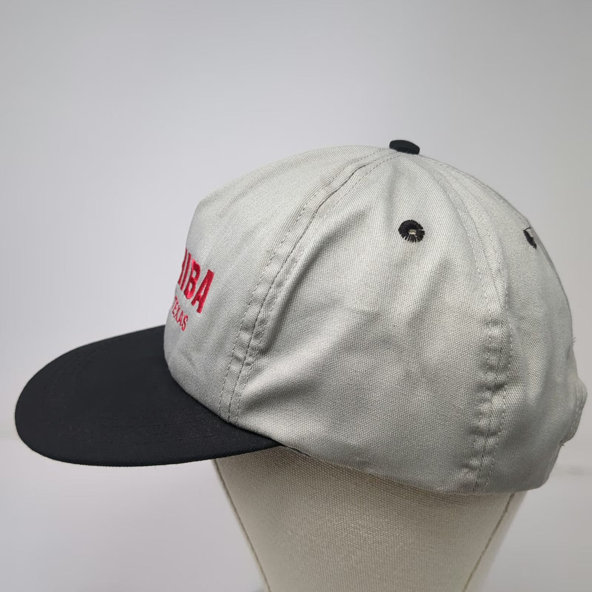 American Image 5 Panel Gray Hat Toshiba Houston Texas Red Snapback Vintage