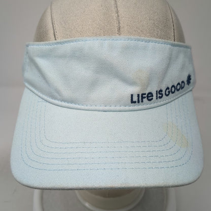 Life is Good Blue Visor One Size Strapback Cotton Embroidered Logo Casual Hat