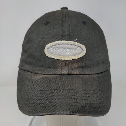Life Is Good Slideback Hat Black One Size Embroidered Patch Adjustable