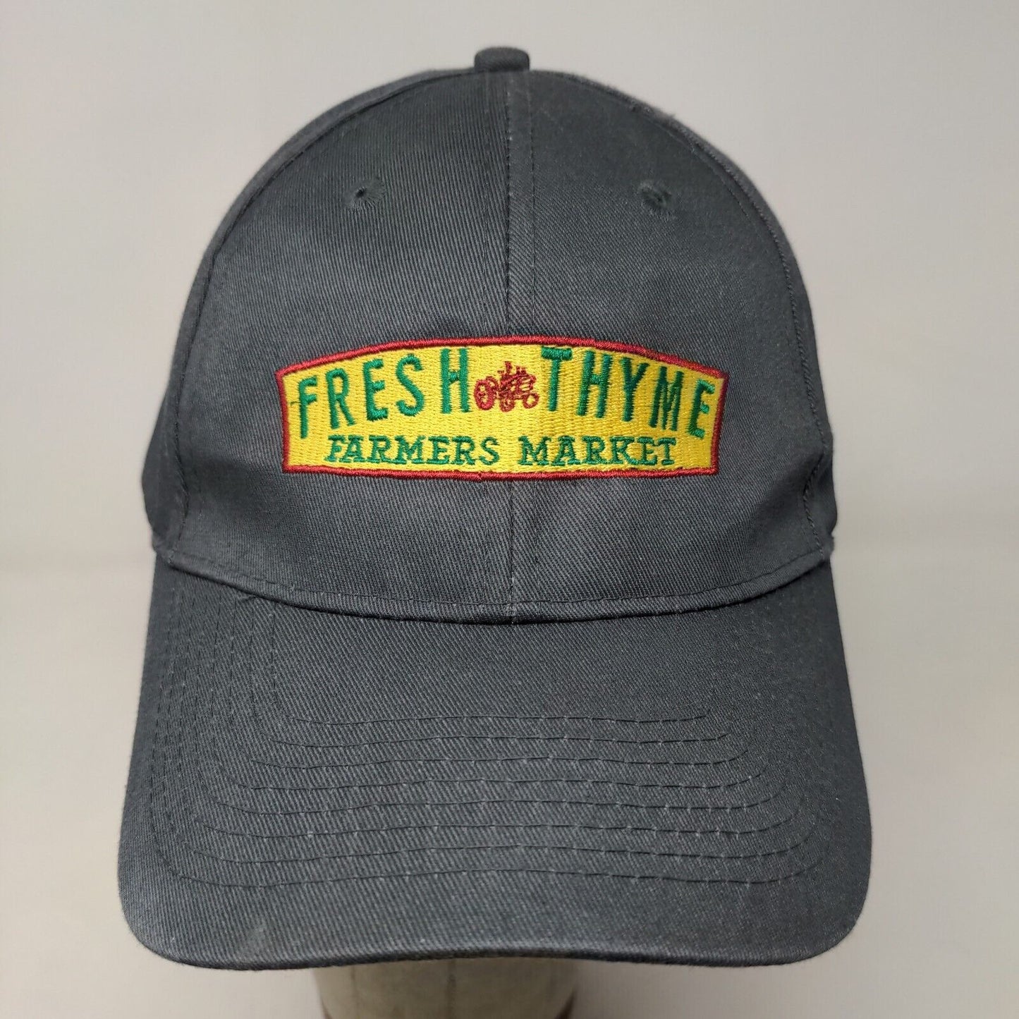 Port Authority Men's Strapback Hat Gray Embroidered Fresh Thyme Farmer's Market