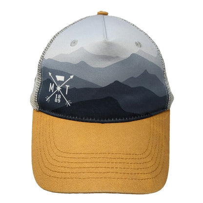Cirque Montana Mountain Yellow Trucker Hat One Size Snapback Mesh Graphic Cap